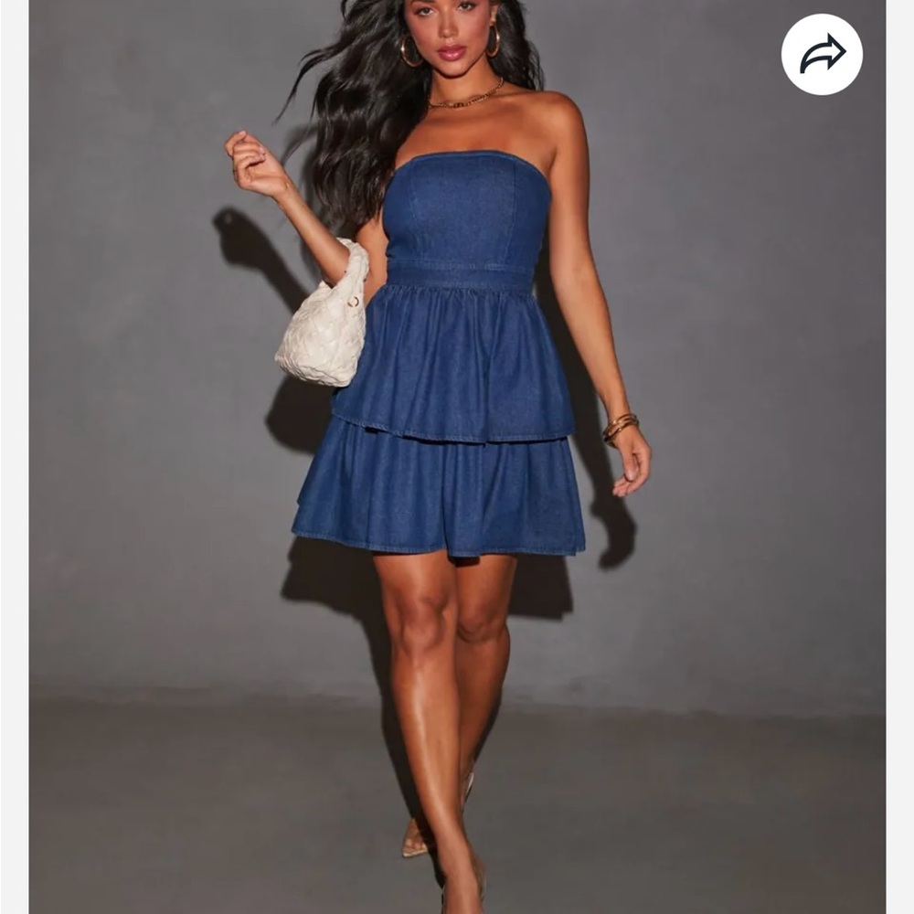 Strapless Blue Denim Dress